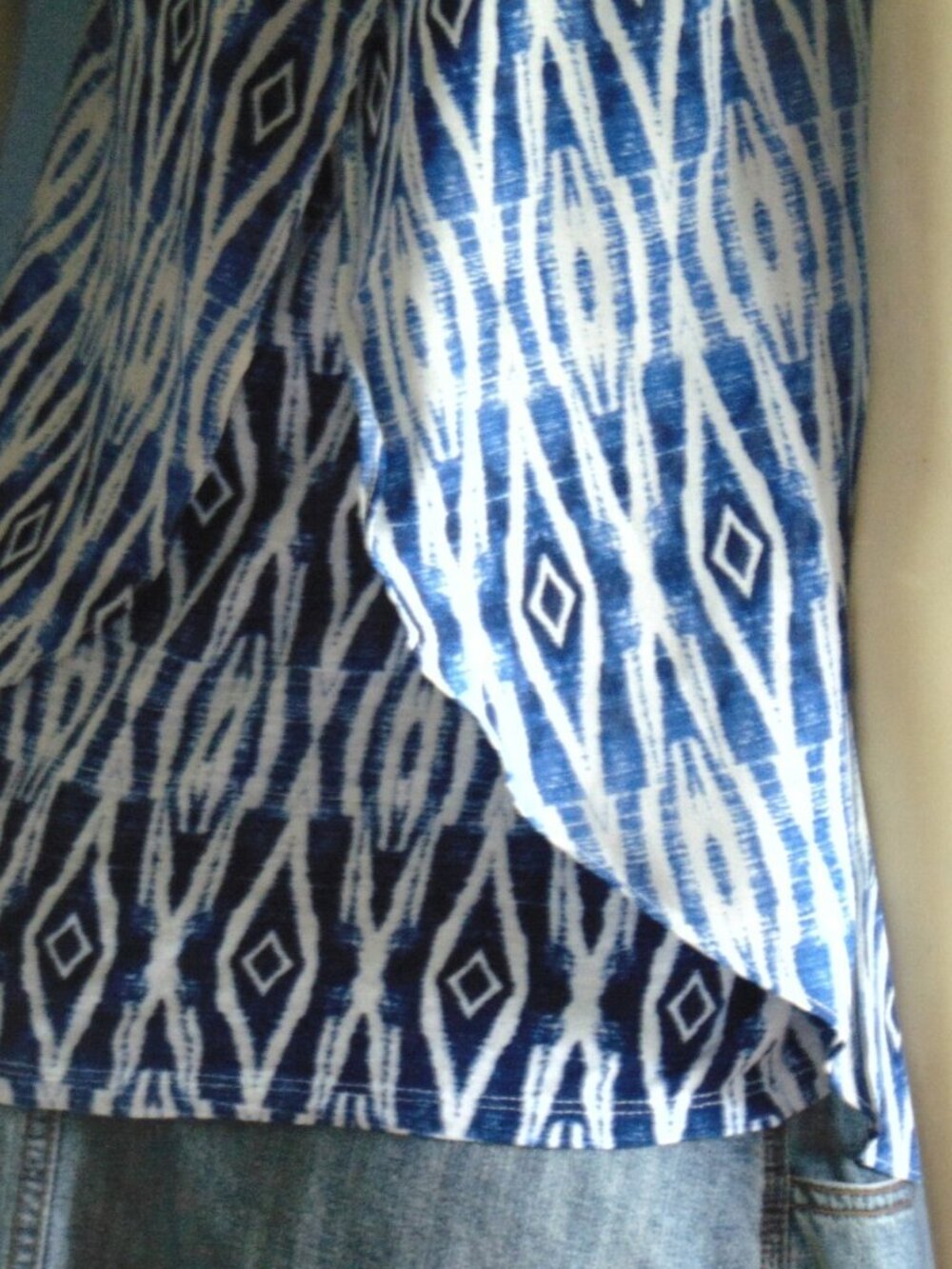 Meadow Rue Anthropologie Indigo Blue Ikat Swing Sleeveless Tank Merlon Top XS - Picture 5 of 6